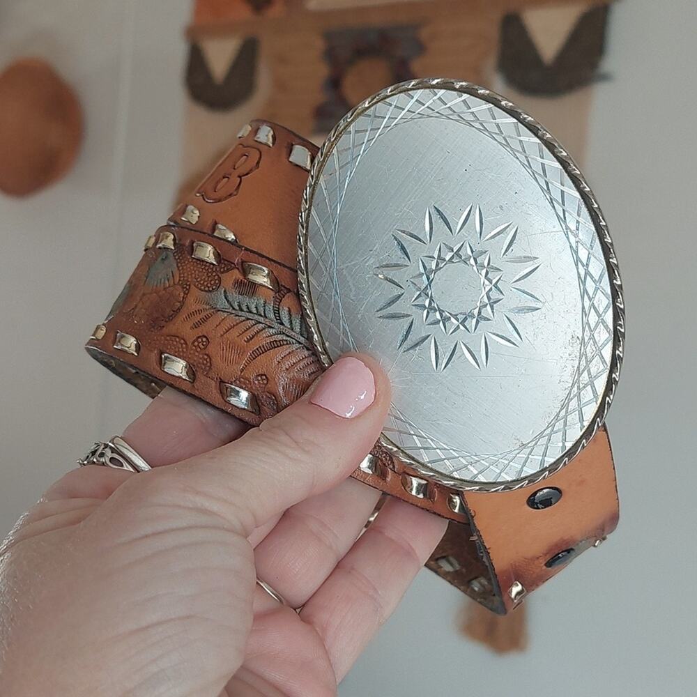 BOB VTG hand tooled Handmade artisan leather belt Personalized Big BOB XL